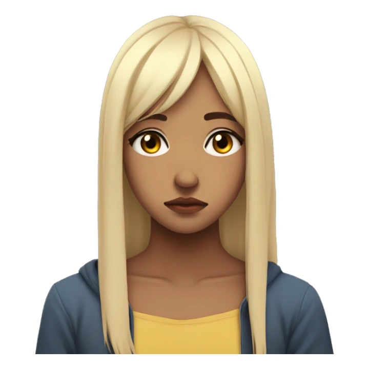 anime girl sad side profile, mini skit sticker