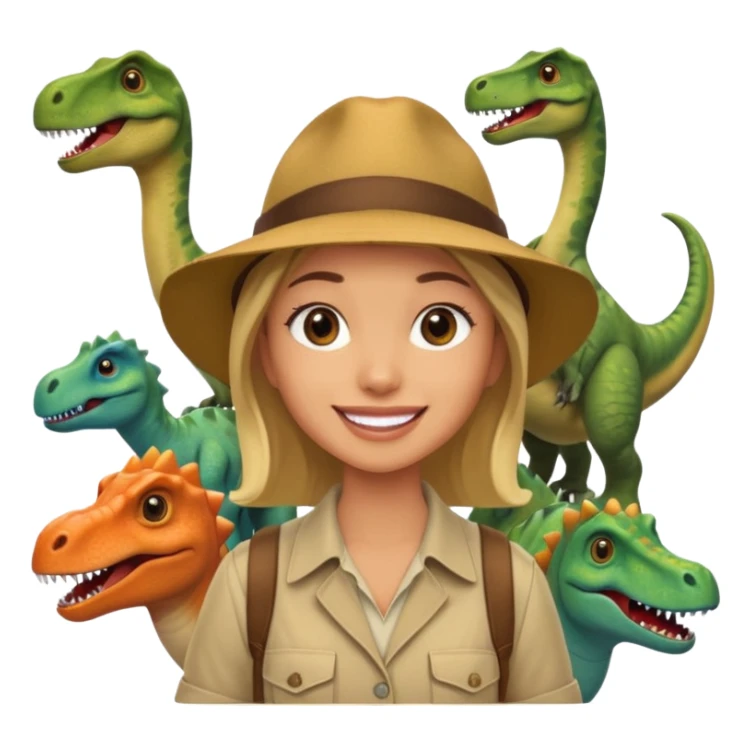 A human living with the dinosaurs and taking a selfie with them sticker