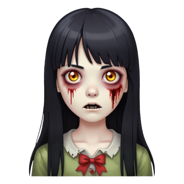 zumbie girl with black long straight hair with bangs (like this 🧟‍♀️) sticker