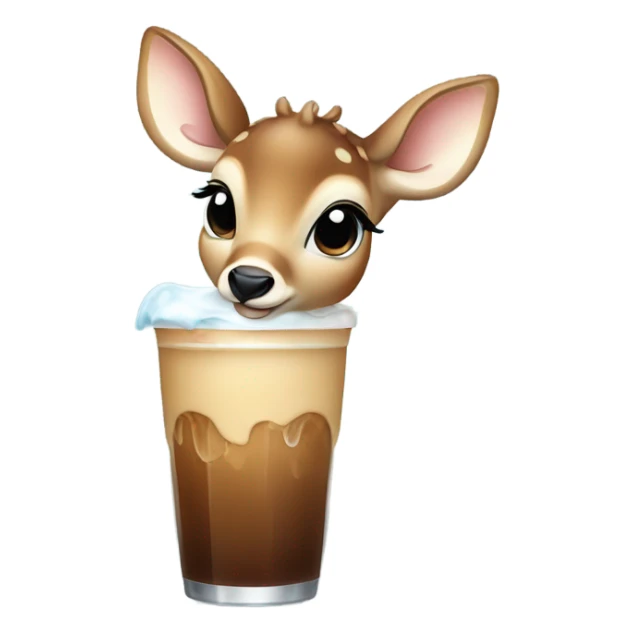 Baby deer drinking iced coffee sticker