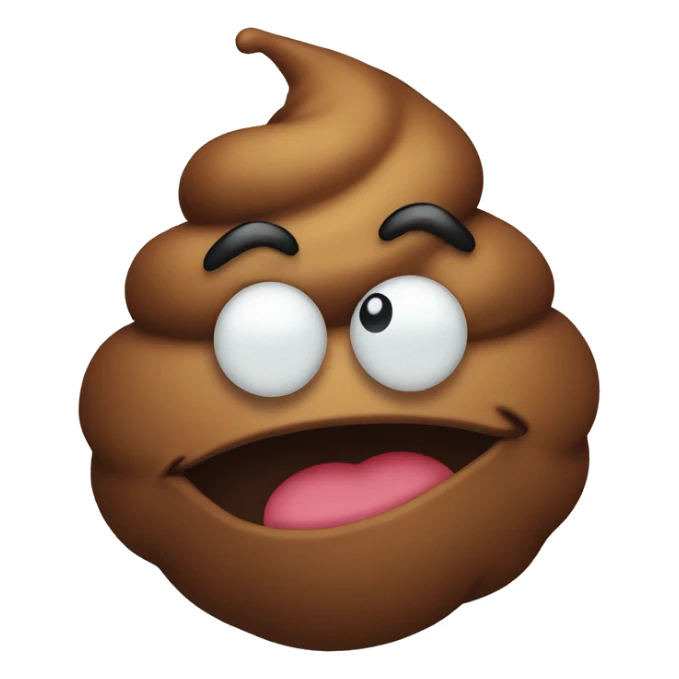 A poop with eyes and red hair that plays the fool sticker