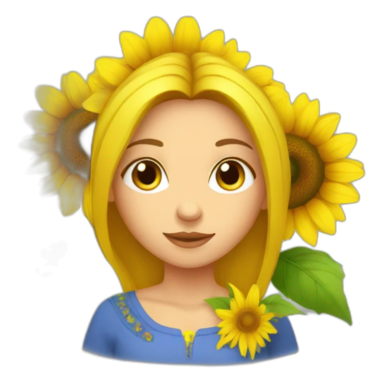Ukrainian women with sunflower sticker