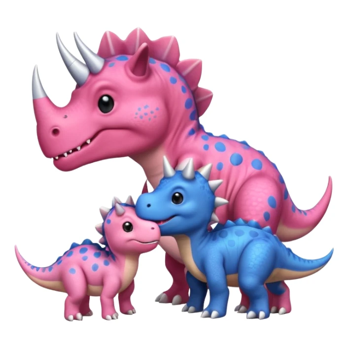 2 Dino one Triceratops cute pink kawei in love with one Blue t-Rex  one should be an triceratops  sticker