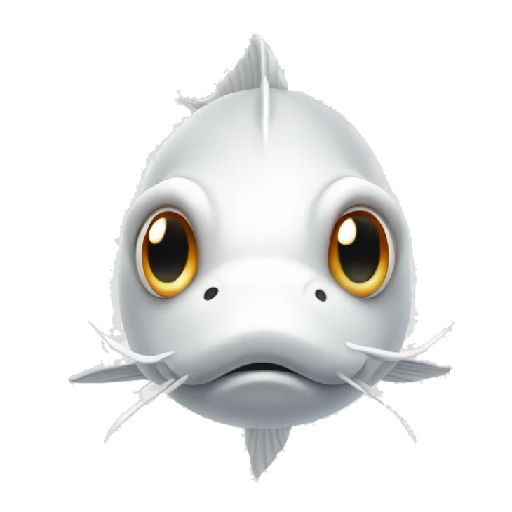 A white mustache on The face forward of an All white koi fish with long flowing fins sticker