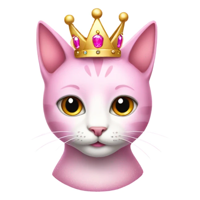 Pink cute sparkly, shimmery cat wearing a crown sticker
