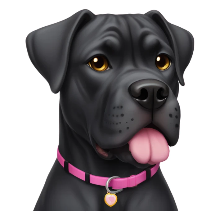  Black Cane Corso and pit mix dog with pink collar sticker