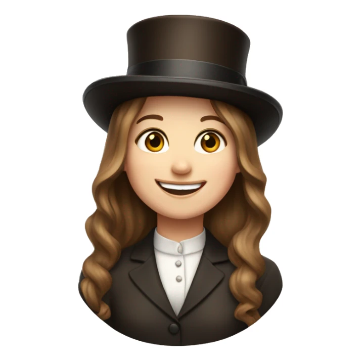 happy white girl - brown hair- in top hat sticker