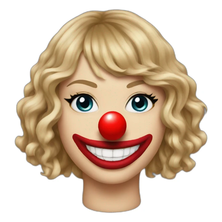 Taylor swift wearing a clown nose sticker