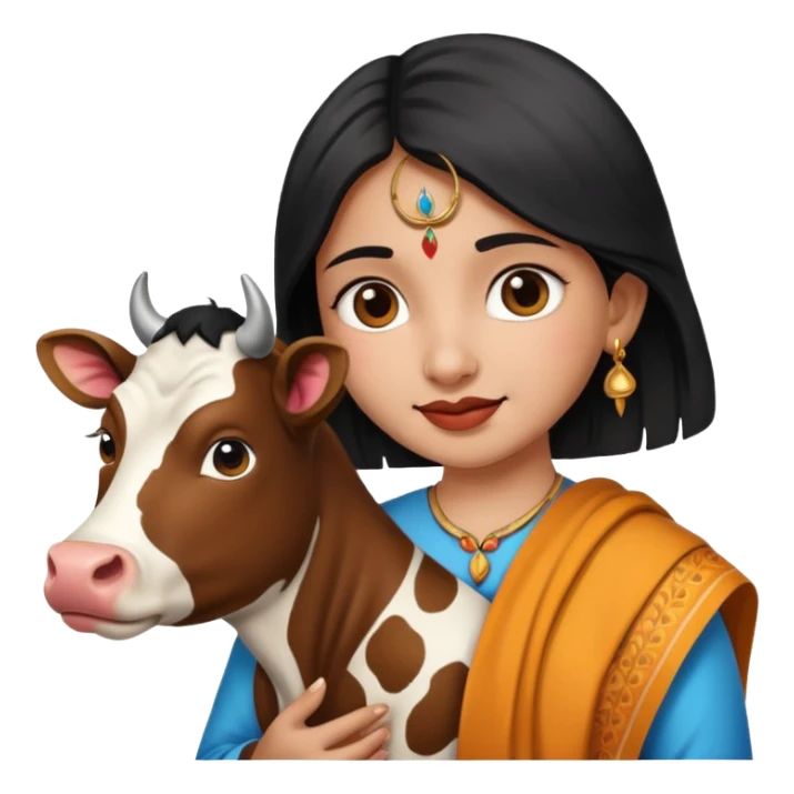 Indian girl with cow sticker