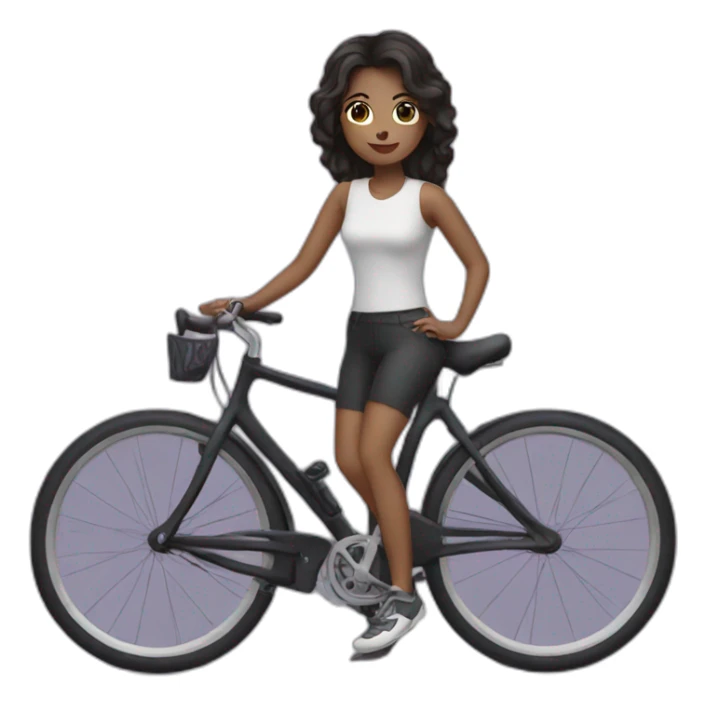 a girl with dark hair on a bicycle sticker