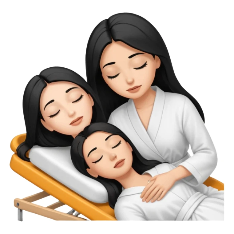 mulher branca cabelo longo e preto aplicando cilios em outra mulher que esta deitada em uma maca de olhos fechados sticker