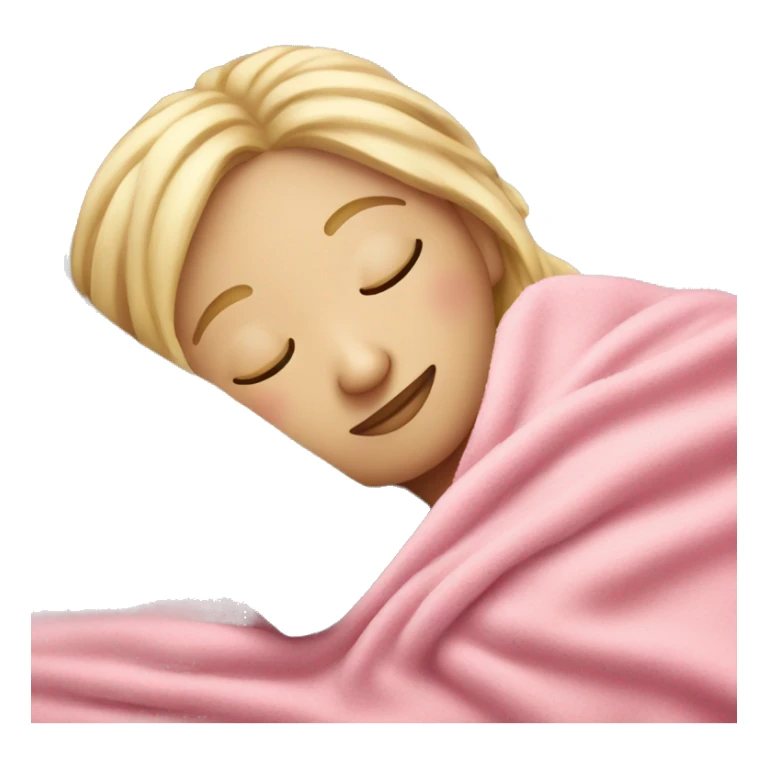 Blonde girl sleeping on left side in pink blanket sticker