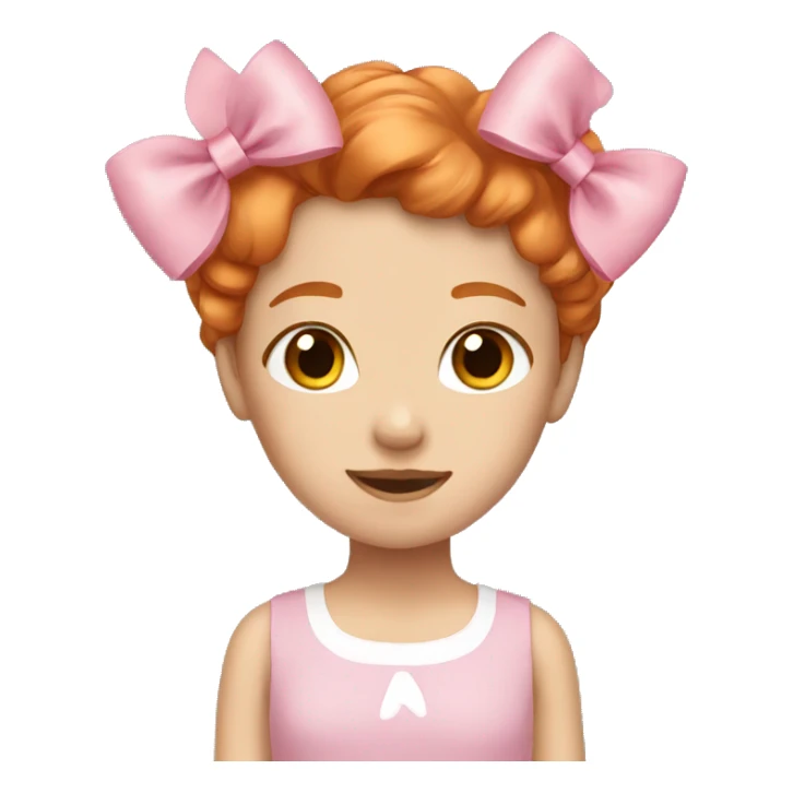 girl with ginger hair and two pink bows sticker