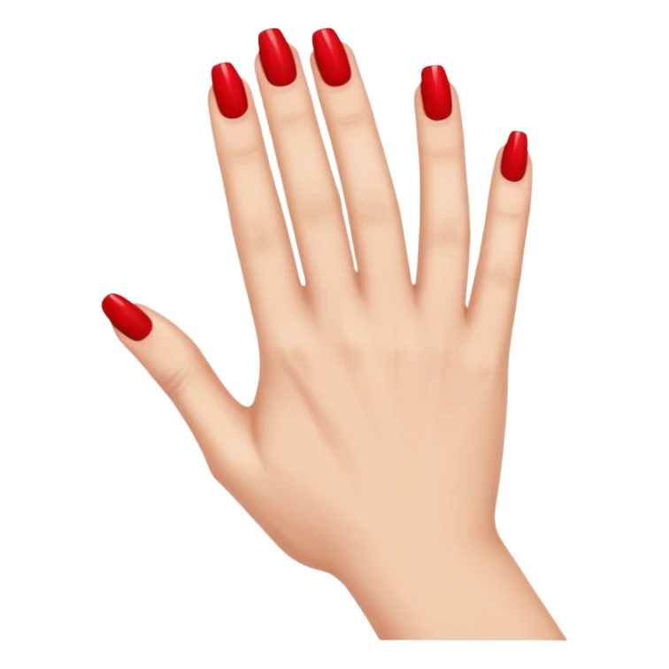 A woman's hand with red nail polish sticker