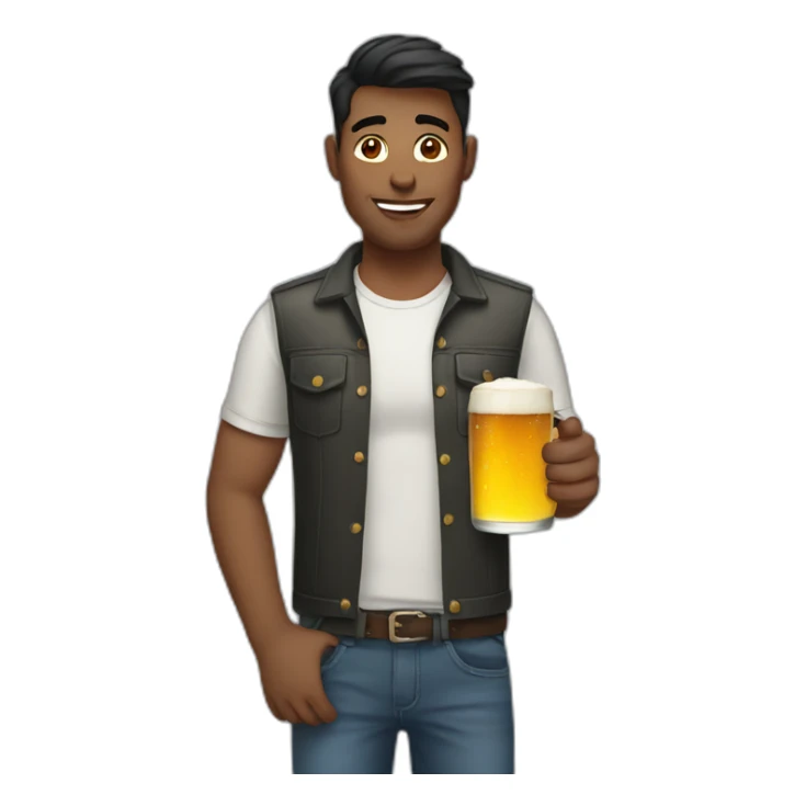 Gay male holding a beer sticker