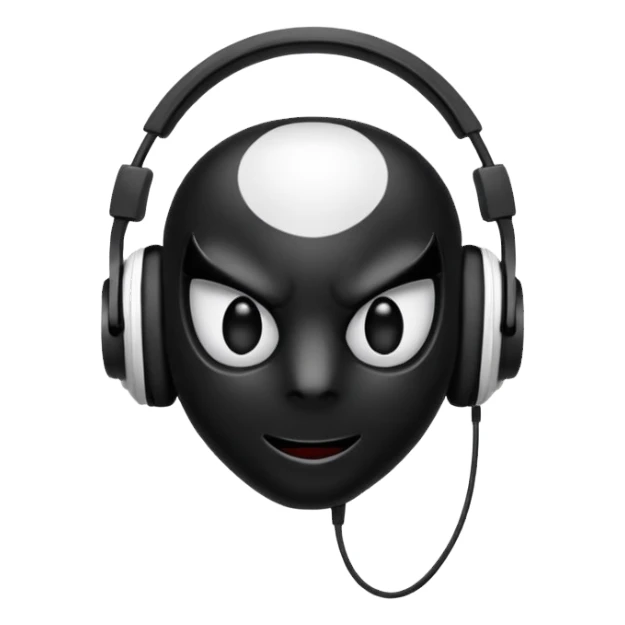 The black spider emoji but with white headphones sticker