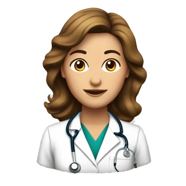 doctora de piel blanca con pelo castaño ondulado y largo sticker