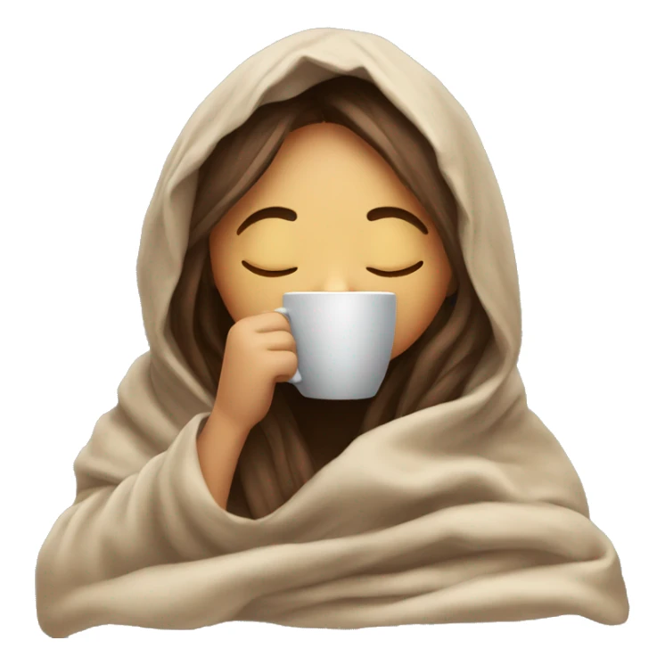 girl inside a blanket sipping coffee eyes closed sticker