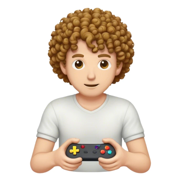 White man with curly hair playing video games sticker
