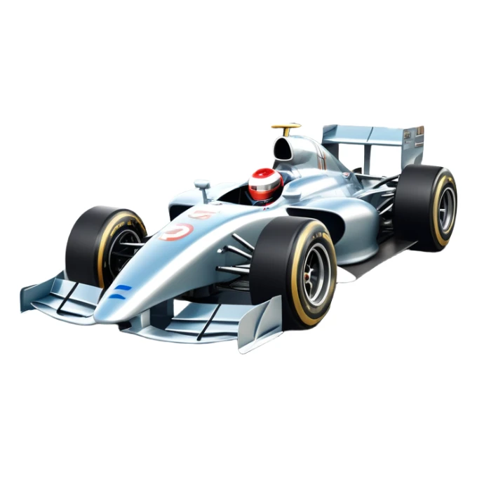 An icon showing a Formula 1 car racing down a track, with the vibrant speed and motion captured in the design. The background features a grand racing stadium with packed stands and winding turns, symbolizing the thrill of high-speed racing. Transparent background highlights the excitement. sticker