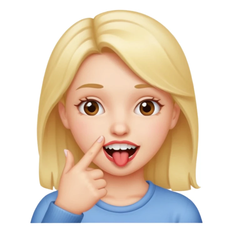 Girl biting finger with teeth only index finger sticker