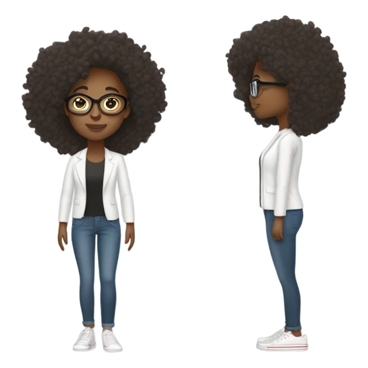 woman has a modern, minimalist look with natural hair, minimal makeup, and smart-casual outfits like jeans, blazers, and sneakers. She often wears a smartwatch or stylish glasses, balancing practicality and professionalism.






 sticker
