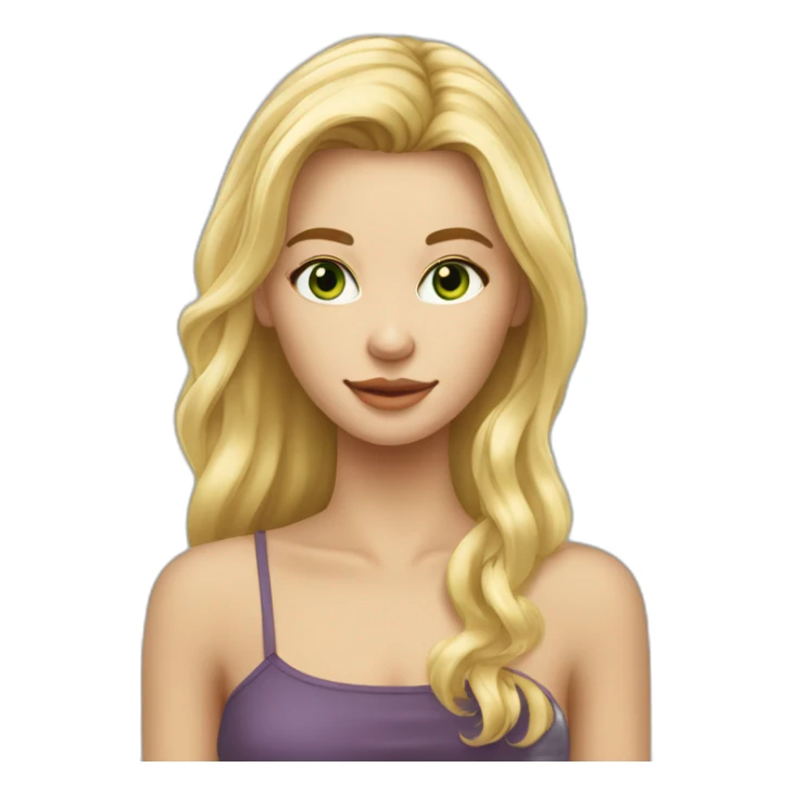 fille blonde cheveux long raide peau claire yeux verts sticker