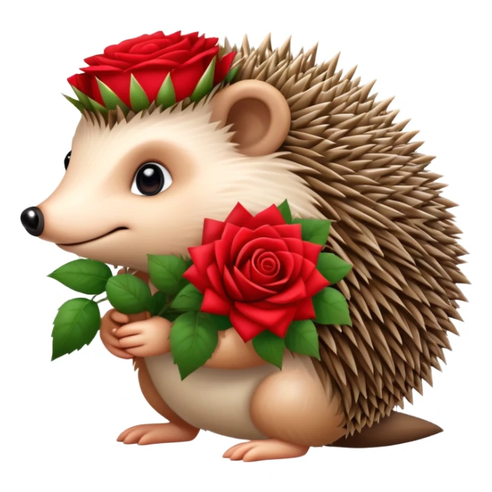 hedgehog with a bouquet of roses sticker