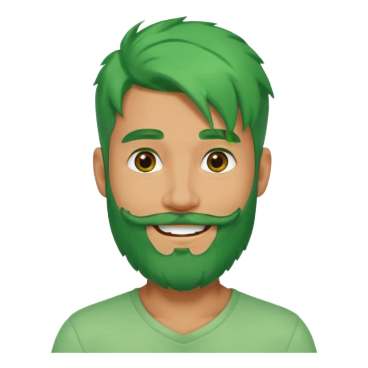 green long bonus hair and beard man sticker