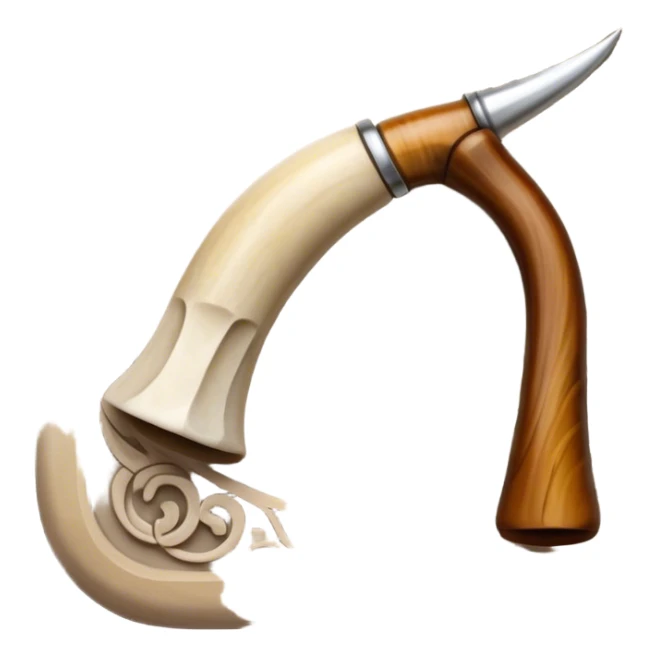 Carving icon, stone, bone, and horn with detailed patterns, carving tools, minimalistic style, clean lines, transparent background. sticker