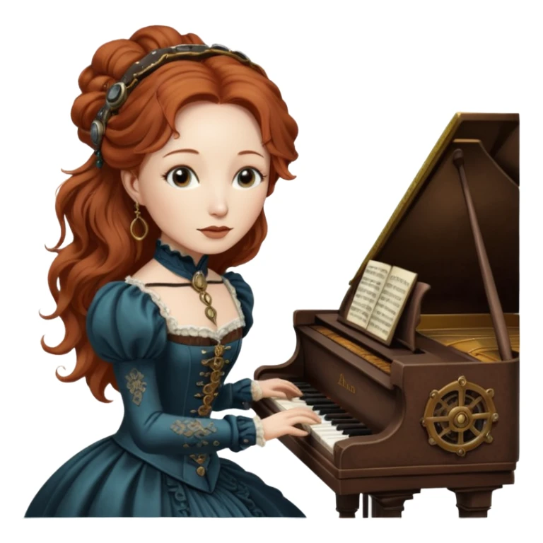 steampunk - aged Tori Amos - playing the piano in a Victorian dress sticker