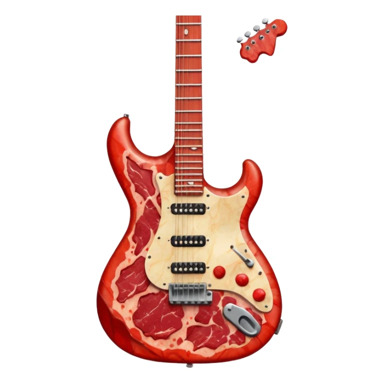 An electric guitar entirely made of meat! sticker