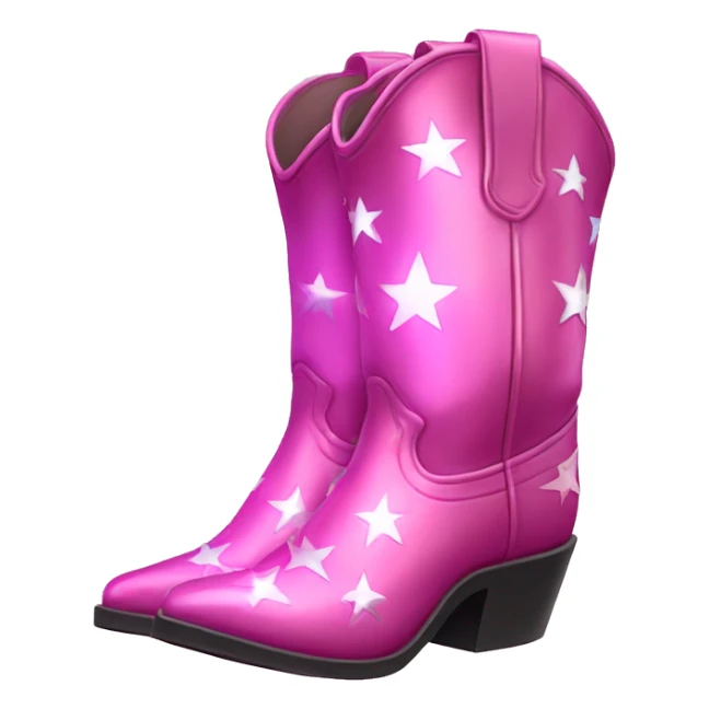 Iridescent pink cowboy boots with stars sticker