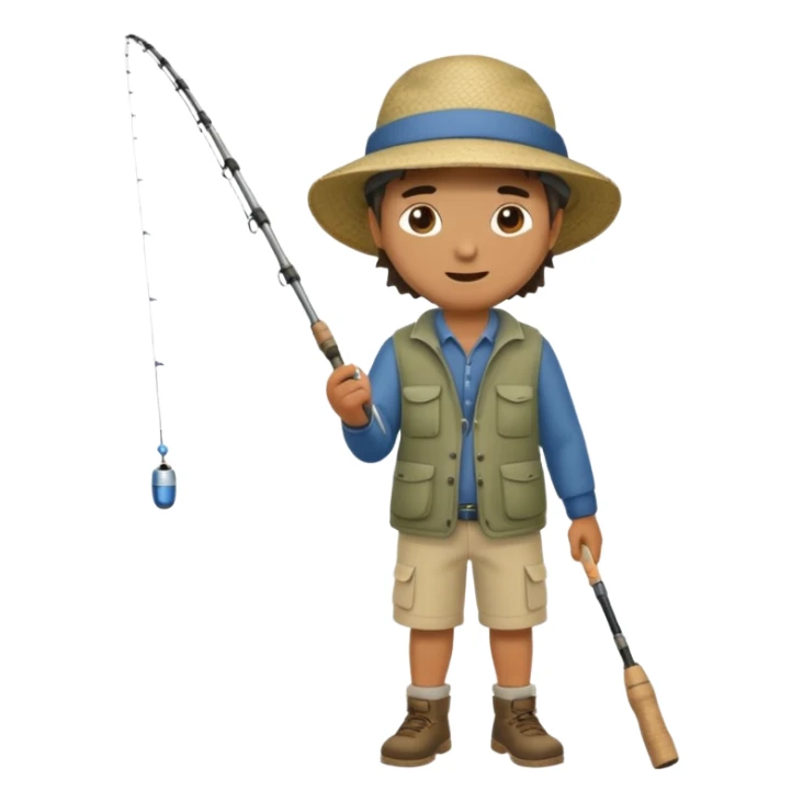 man casting a fishing rod, full body sticker