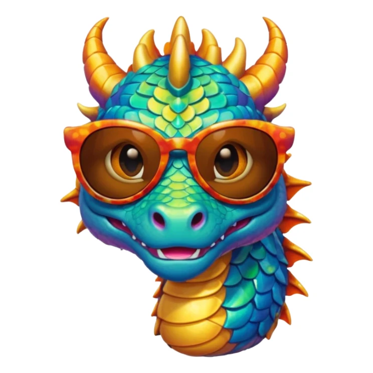 colorful dragon wearing sunglasses sticker