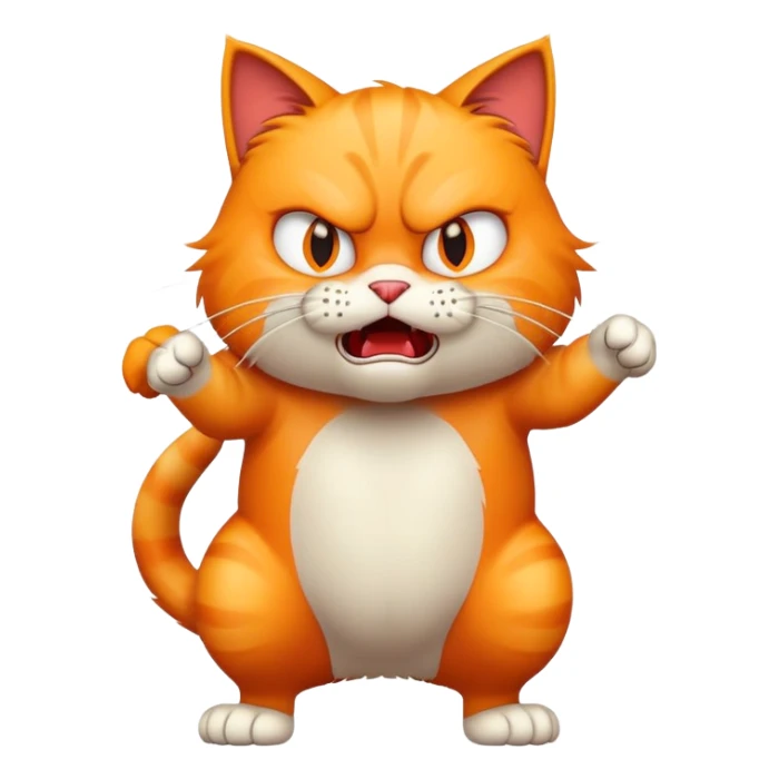 angry cat with fur standing up and hissing sticker