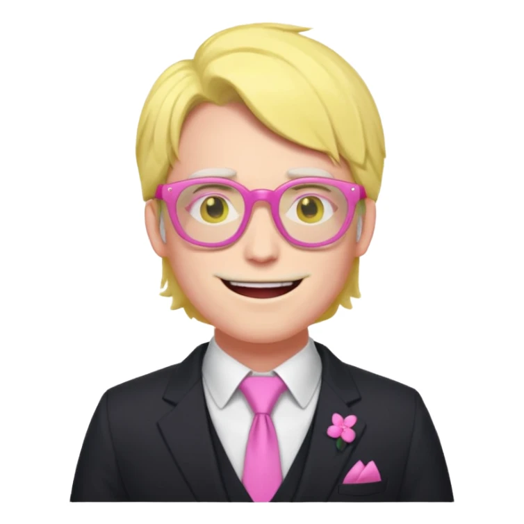 spamton from deltarune with his iconic pink and yellow glasses sticker