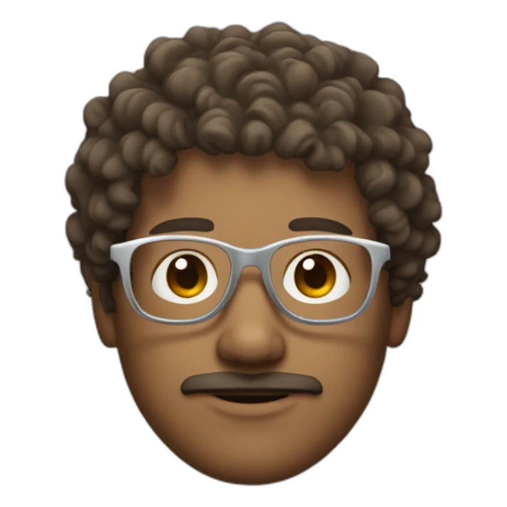 White man with brown curly hair and round silver glasses sticker