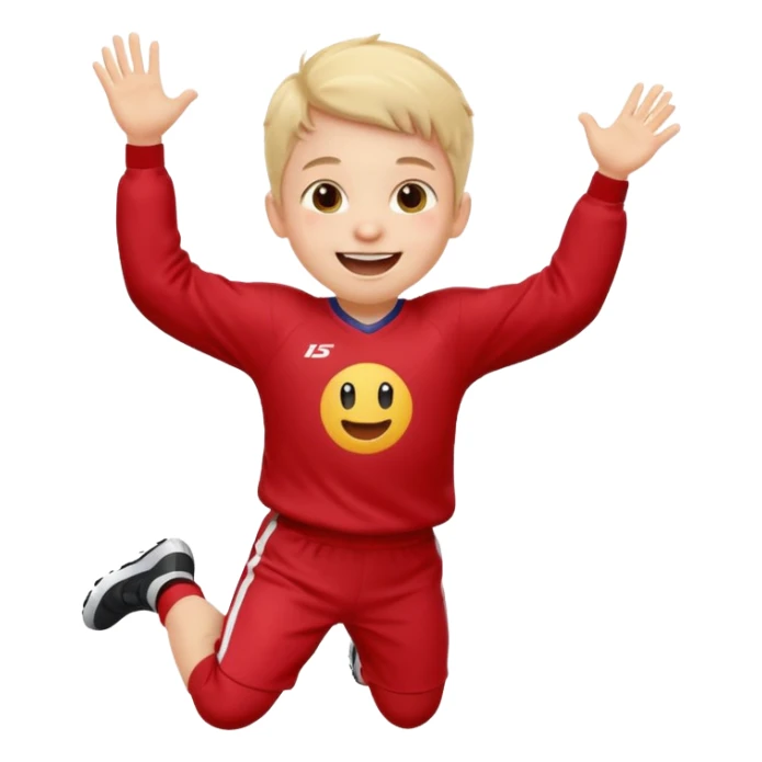 A small kid in an oversized jersey, jumping with excitement. sticker