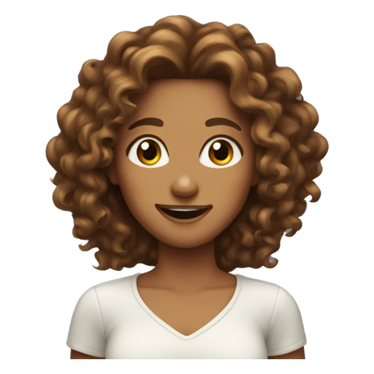 A girlwith long brownish curly  hair winking  sticker
