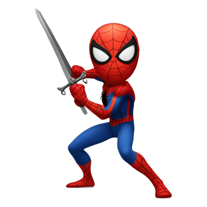 Spider-man with a sword in a slicing pose sticker