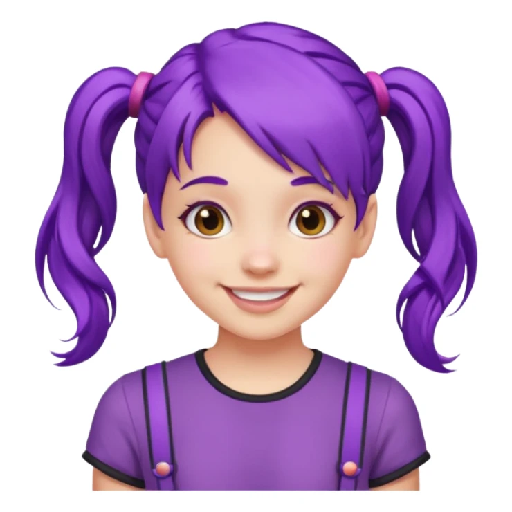 Girl with purple hair with a pigtails sticker