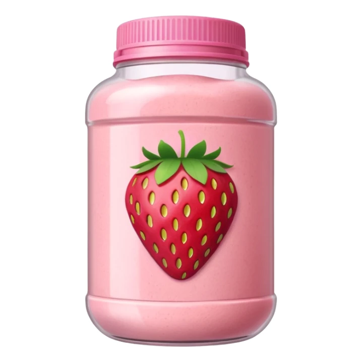 strawberry protein powder jar labeled strawberry picture icon sticker