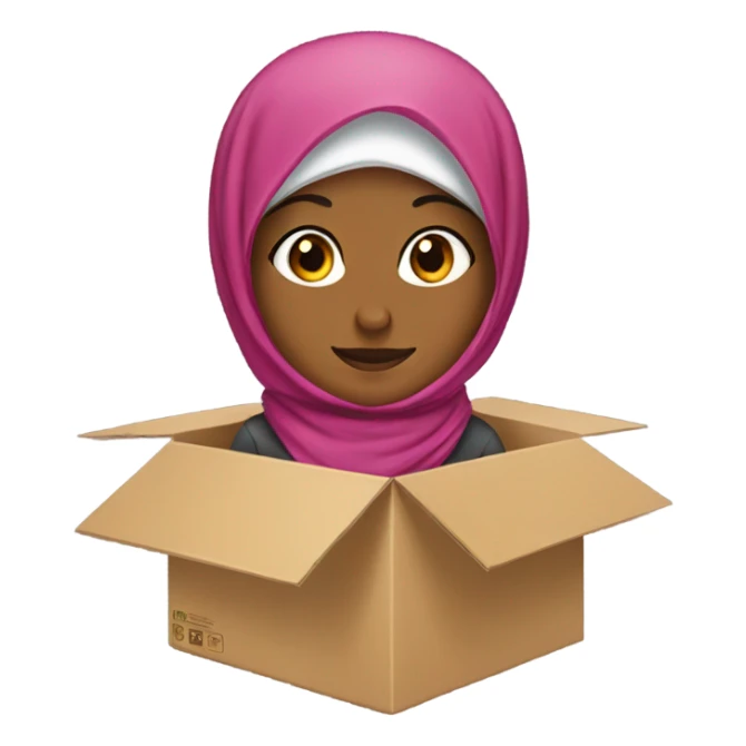 Hijab girl inside of a box sticker