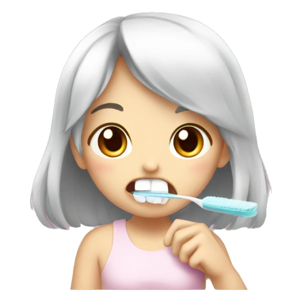 A cute anime girl brushing her teeth  sticker