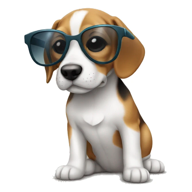 Little beagle puppy with sunglasses  sticker