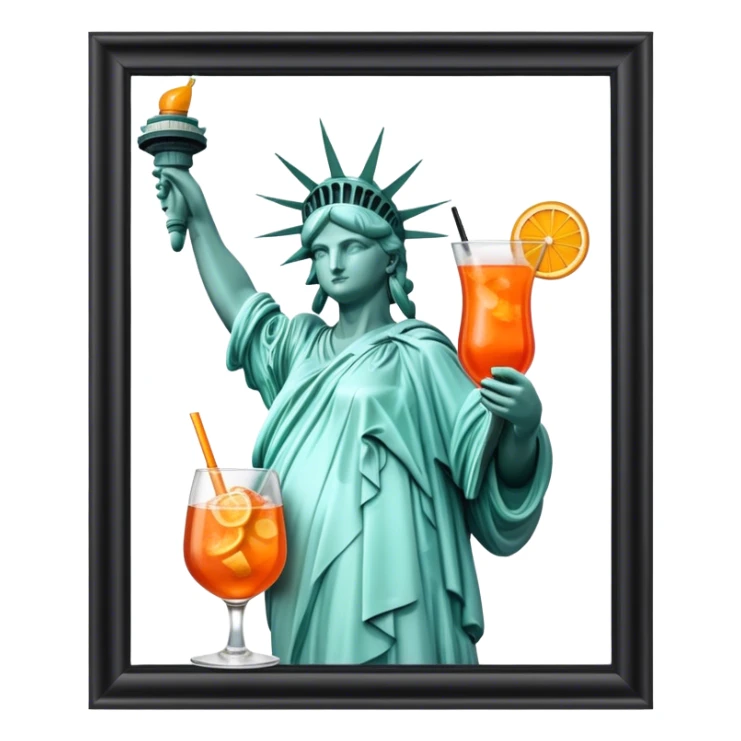 STATUE OF LIBERTY WITH AN APEROL SPRITZ COCKTAIL sticker