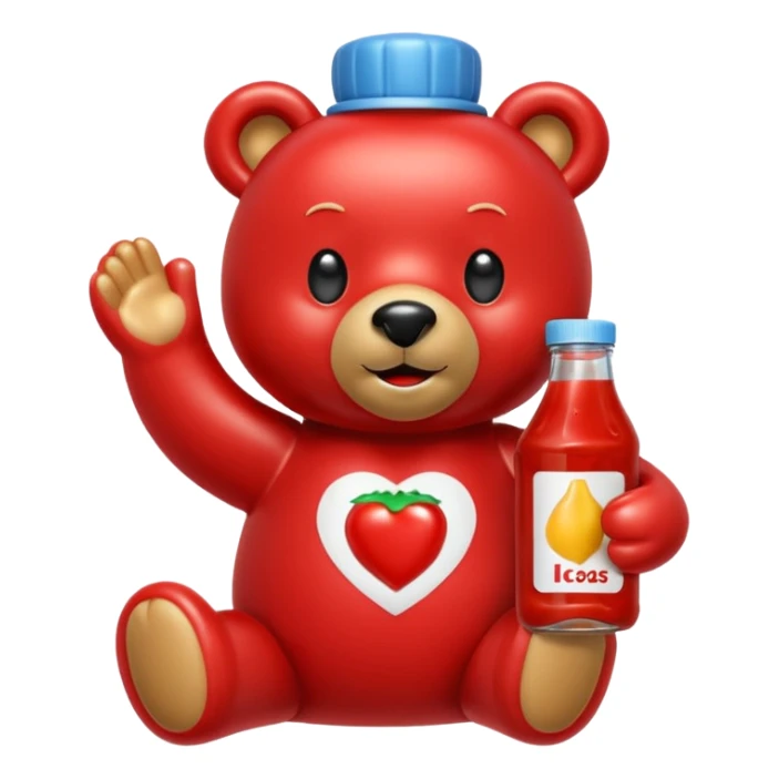 Make an emoji out of a ketchup bear. sticker