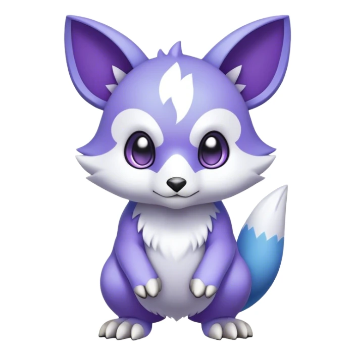 Cute cool purple white blue animal hybrid Fakemon full body sticker