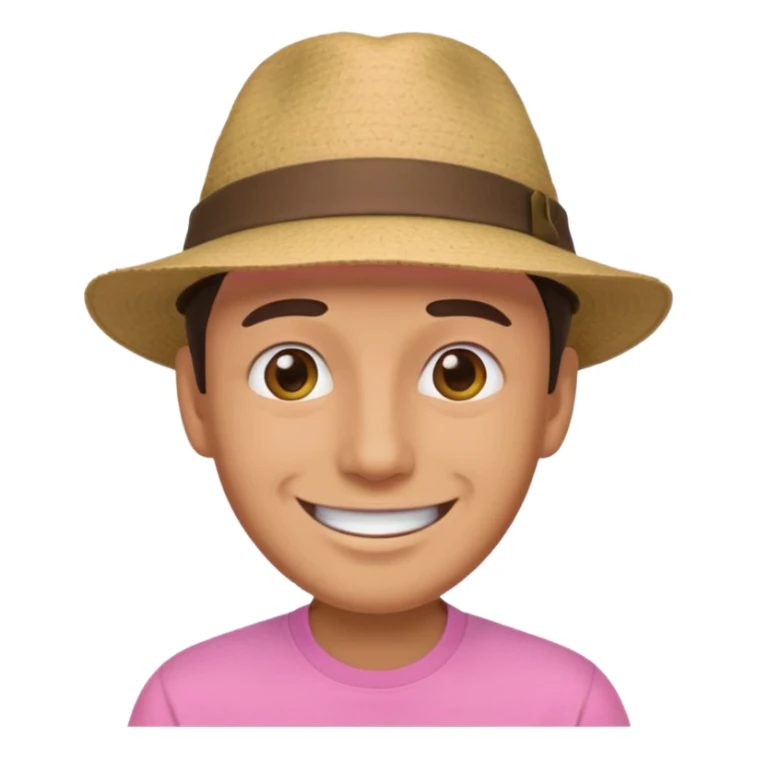 smiling man in pink with a hat emoji sticker